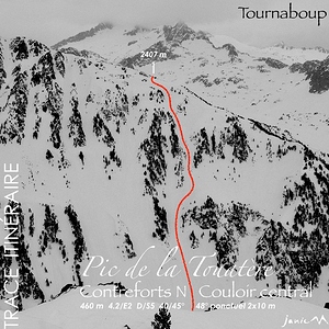 Pic de Touatère - Couloirs N - Trace Itinéraire