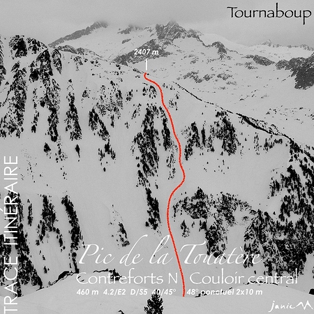 Pic de Touatère - Couloirs N - Trace Itinéraire