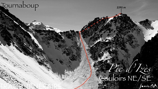 Pic d'Izès Borne Caoubère - Trace Itinéraire