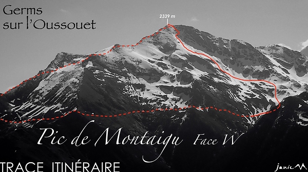 Pic de Montaigu Face W Trace Itinéraire
