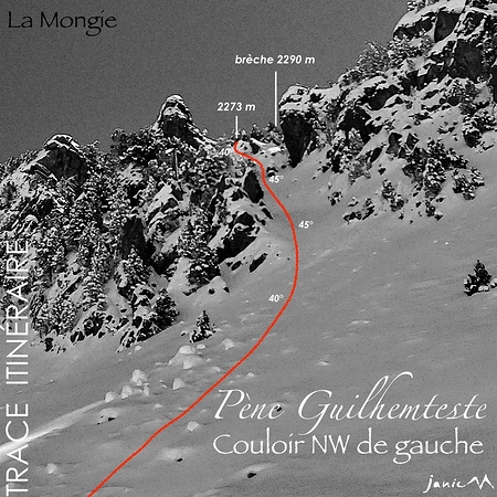 Pène Guilhemteste -Couloir NW - Trace Itinéraire jpg