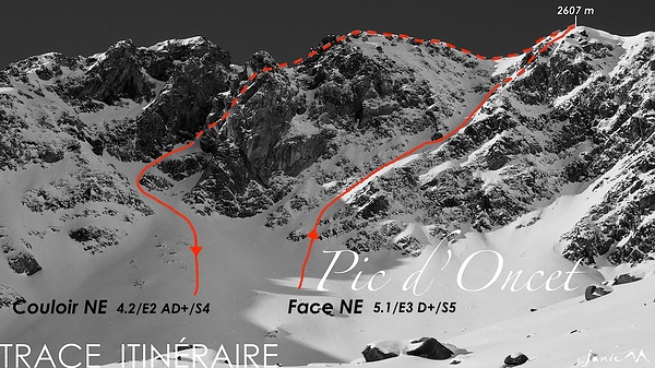 Pic d'Oncet Couloir & Face NE Itinéraire 19:04:2024