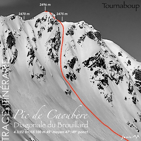 Pic de Caoubère - Diagonale du Brouillard - Trace Itinéraire