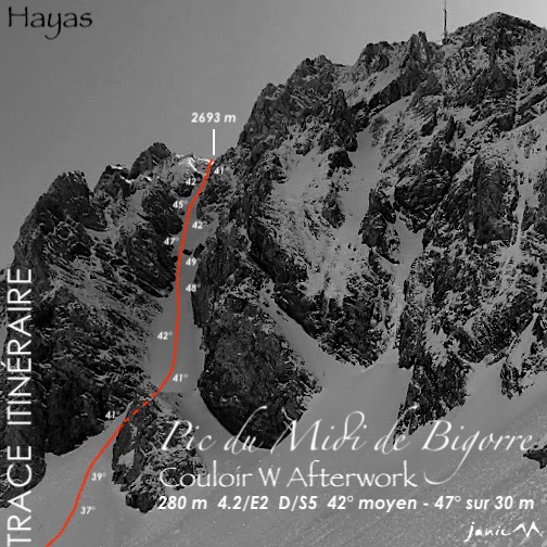 Pic du Midi - Couloir Afterwork - Trace Itinéraire
